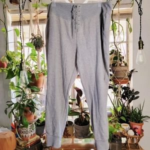 Plus Size Grey Lace Up French Terry Joggers